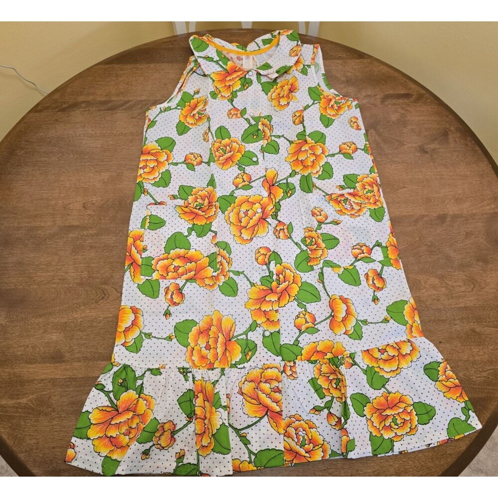 Renee Vtg Floral Housecoat Pockets Deadstock Pearl Snap White Orange Large 18/20
